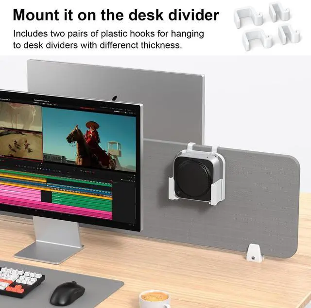 Alt view image 5 of 5 - Qwiizlab Mount for Mac mini M4/M4 Pro 2024, VESA and Wall Mount with Removable Storage Baskets, Anti-Scrath Silicone Pads for Installaion