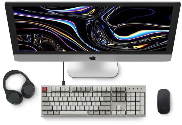 Alt view image 2 of 5 - Keychron C2 104 Keys Full Size Wired Mechanical Keyboard for Mac Windows, Classic Retro Gray/White Color ABS Keycaps Red Switch USB-C Gaming Keyboard for Gamer/Typists/Office/Home