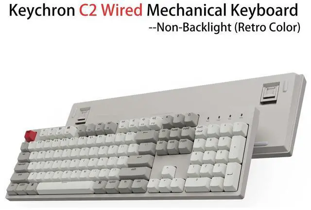 Alt view image 4 of 5 - Keychron C2 104 Keys Full Size Wired Mechanical Keyboard for Mac Windows, Classic Retro Gray/White Color ABS Keycaps Red Switch USB-C Gaming Keyboard for Gamer/Typists/Office/Home