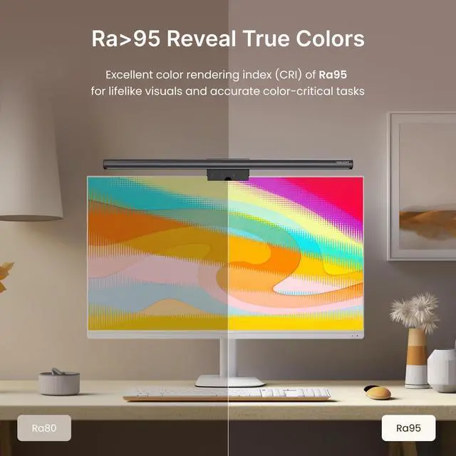 Alt view image 5 of 5 - YEELIGHT Monitor Light Bar, Computer Monitor Lamp, 250LM No Glare Eye-Care LED Screen Bar, Touch Control USB Reading Desk Lamp for Home Office Work, Stepless Dimming Adjustable Color Temperature
