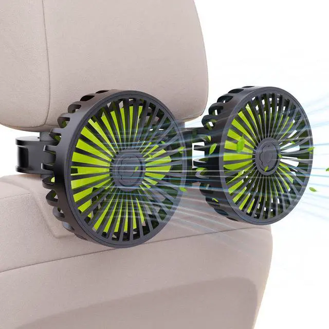 Main image of Hayousui USB Car Cooling Fans for Backseat: Dual Head Car Fan for Kids 3 Speeds 360° Rotatable Vehicle Rear Headrest Fans 5V Powerful Electric Air Circulation Fan for Sedan SUV RV Truck (USB Plug)