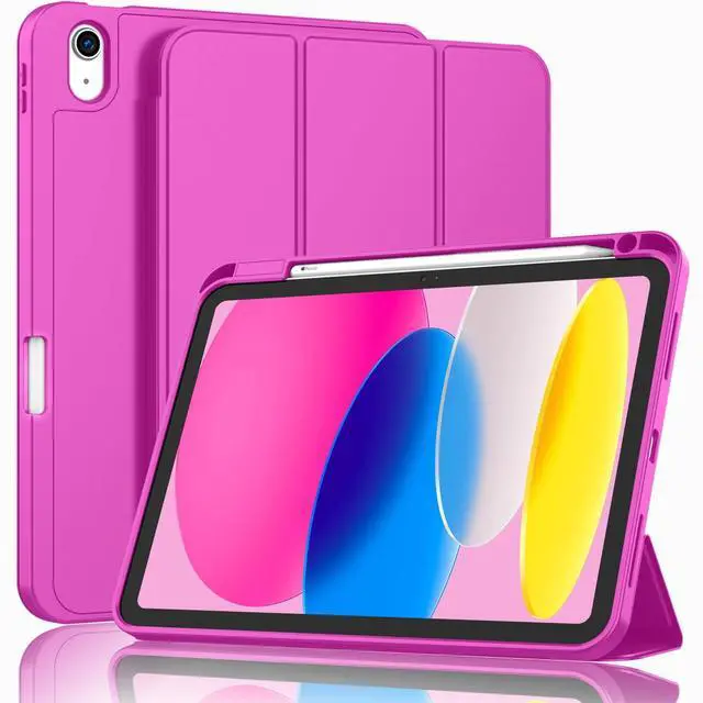 Main image of ZryXal iPad (A16) Case/iPad 10th Generation Case [11-Inch 2025/10.9 Inch 2022] with Pencil Holder, Smart Cover with Soft TPU Back [Support Auto Wake/Sleep] (Deep Pink)