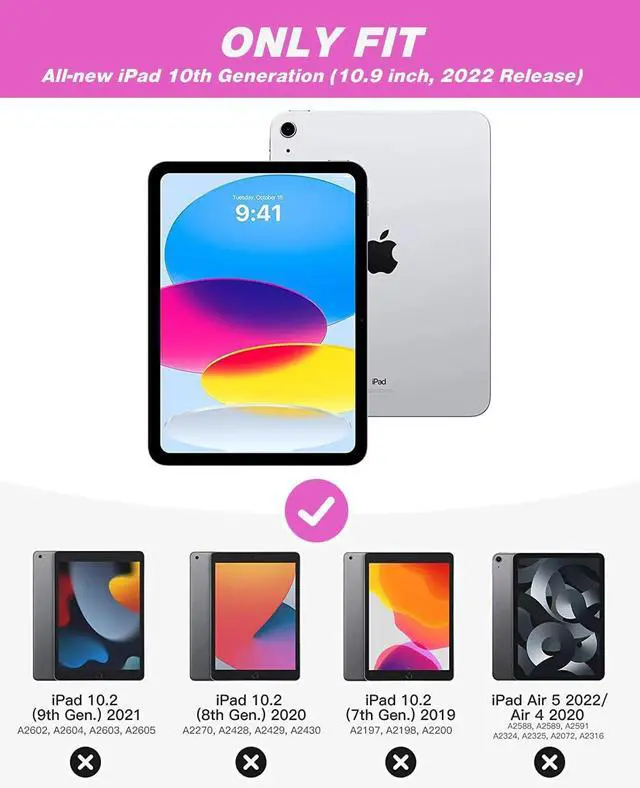 Alt view image 2 of 5 - ZryXal iPad (A16) Case/iPad 10th Generation Case [11-Inch 2025/10.9 Inch 2022] with Pencil Holder, Smart Cover with Soft TPU Back [Support Auto Wake/Sleep] (Deep Pink)