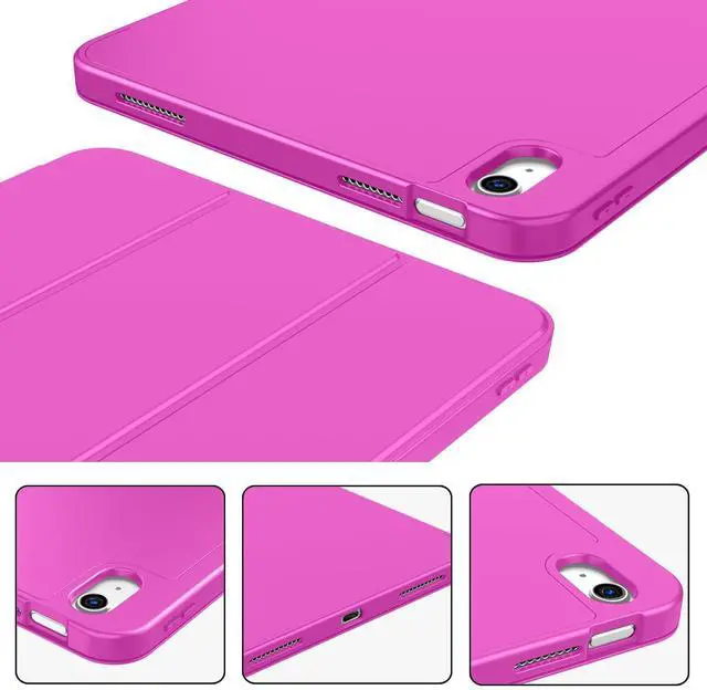 Alt view image 3 of 5 - ZryXal iPad (A16) Case/iPad 10th Generation Case [11-Inch 2025/10.9 Inch 2022] with Pencil Holder, Smart Cover with Soft TPU Back [Support Auto Wake/Sleep] (Deep Pink)
