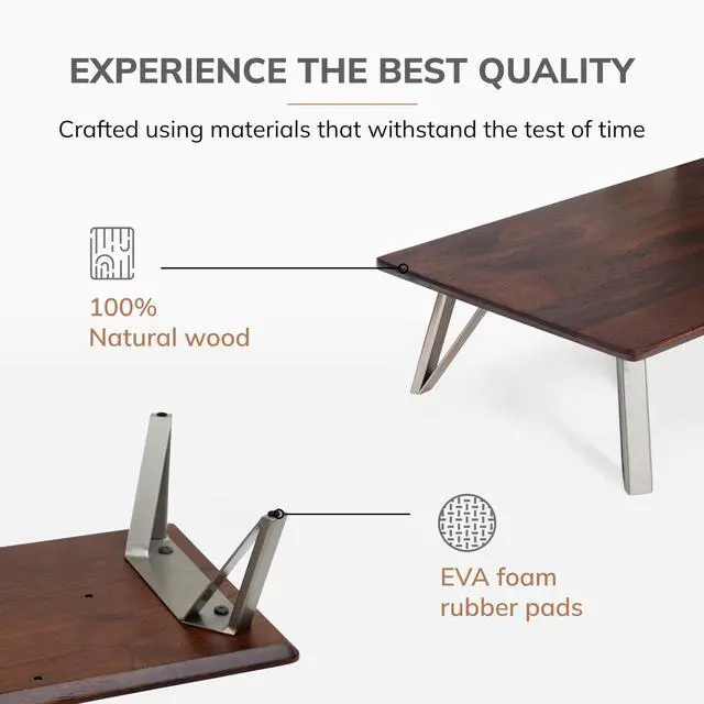 Alt view image 2 of 5 - Anji Mountain Monitor Stand - Desktop Organizer & Laptop Riser, Ergonomic Monitor Riser, Space-Saving Monitor Stand for Desk, Durable Construction, Easy Assembly, Ideal for Home & Office,Walnut