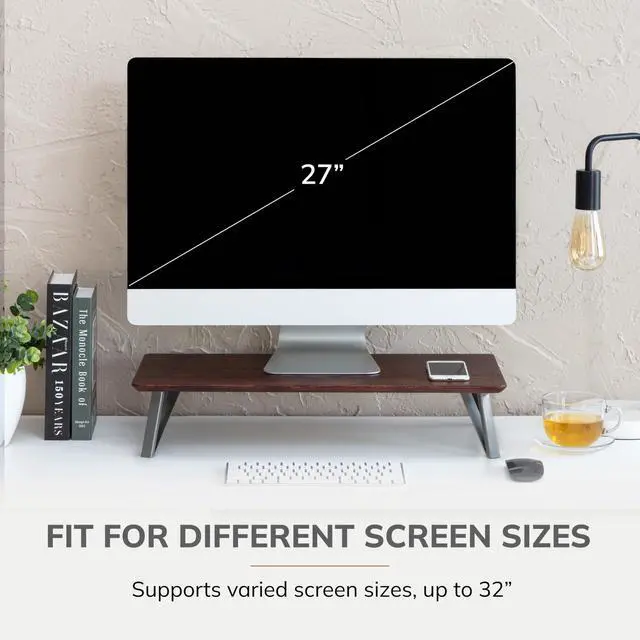 Alt view image 4 of 5 - Anji Mountain Monitor Stand - Desktop Organizer & Laptop Riser, Ergonomic Monitor Riser, Space-Saving Monitor Stand for Desk, Durable Construction, Easy Assembly, Ideal for Home & Office,Walnut