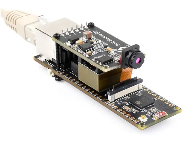 Main image of ESP32-S3 ETH Development Board, 10/100Mbps RJ45 Ethernet Port, 240MHz Dual Core Processor, Onboard Type-C Port & TF Card Slot, WiFi & BLE & Ethernet Communication, with POE Module + OV2640 Camera