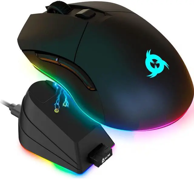 Main image of KLIM Blaze Pro Rechargeable Wireless Gaming Mouse with Charging Dock RGB - New Version - High-Precision Sensor and Long-Lasting Battery - Up to 6000 DPI - Great PC Gaming Mouse Wireless