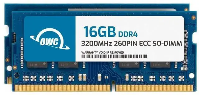 Main image of OWC 32GB (2x16GB) DDR4 3200MHz PC4-25600 CL22 1RX8 ECC Unbuffered SODIMM 1.2V 260-pin