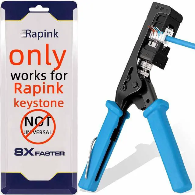 Main image of Rapink Speed Keystone Jack Tool for 90 Degree RJ45 Keystone, Ethernet Keystone Punch Down Tool for Time-saver and Effort-saver, Cat 6 Punch Down Tool Finger-hurt-free (Only for Rapink Keystone)