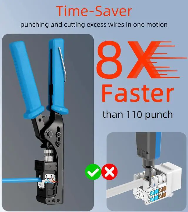 Alt view image 3 of 5 - Rapink Speed Keystone Jack Tool for 90 Degree RJ45 Keystone, Ethernet Keystone Punch Down Tool for Time-saver and Effort-saver, Cat 6 Punch Down Tool Finger-hurt-free (Only for Rapink Keystone)