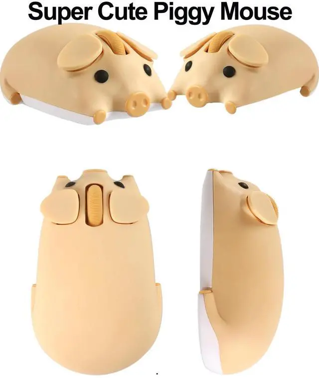 Alt view image 3 of 5 - Wireless Mouse Cute Pig Design Bluetooth Dual Mode Portable Compact Lightweight Silent Optical Kawaii Mice for PC Laptop Computer Tablet Macbook Pro/Air Kids Girls Student School Office Gift Yellow