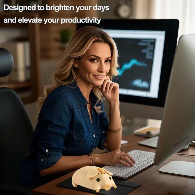 Alt view image 4 of 5 - Wireless Mouse Cute Pig Design Bluetooth Dual Mode Portable Compact Lightweight Silent Optical Kawaii Mice for PC Laptop Computer Tablet Macbook Pro/Air Kids Girls Student School Office Gift Yellow