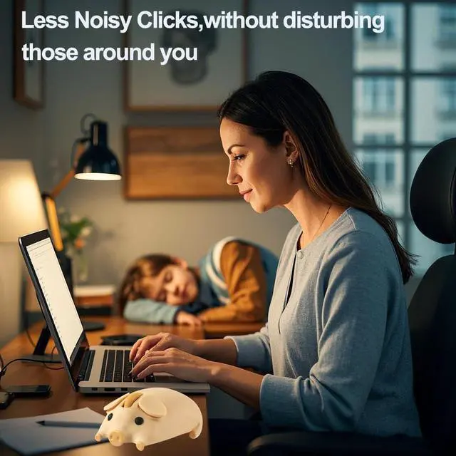 Alt view image 5 of 5 - Wireless Mouse Cute Pig Design Bluetooth Dual Mode Portable Compact Lightweight Silent Optical Kawaii Mice for PC Laptop Computer Tablet Macbook Pro/Air Kids Girls Student School Office Gift Yellow