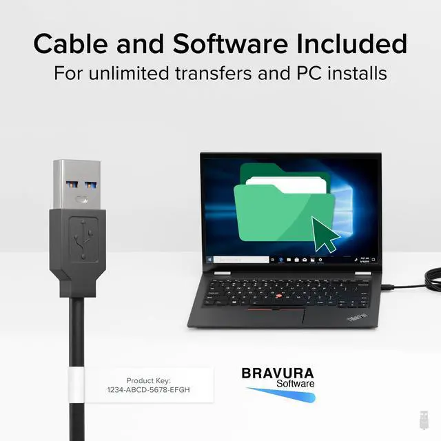 Alt view image 5 of 5 - Plugable USB Transfer Cable, Unlimited Use, Transfer Data Between 2 Windows PC's, Compatible with Windows 11, 10, 7, XP, Bravura Easy Computer Sync Software Included