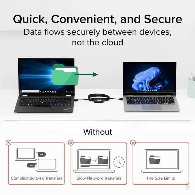 Alt view image 4 of 5 - Plugable USB Transfer Cable, Unlimited Use, Transfer Data Between 2 Windows PC's, Compatible with Windows 11, 10, 7, XP, Bravura Easy Computer Sync Software Included