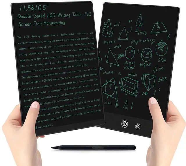 Main image of Double-Sided LCD Writing Tablet for Adult: 11.5&10.5in Full Screen Writing Pad Reusable Erasable Electronic Drawing Tablet Notepad for Kids and Adults Gift for Birthday