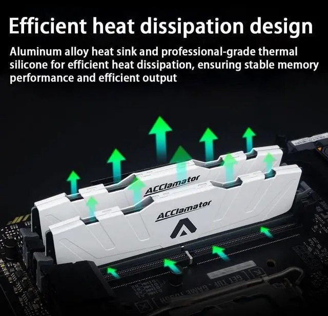 Alt view image 4 of 5 - DDR4 RAM 32GB (2x16GB) 3600MHz PC4-28800 CL18 1.35V XMP 288-pin Desktop PC Memory Module with Heatsink White Acclamator Ounce