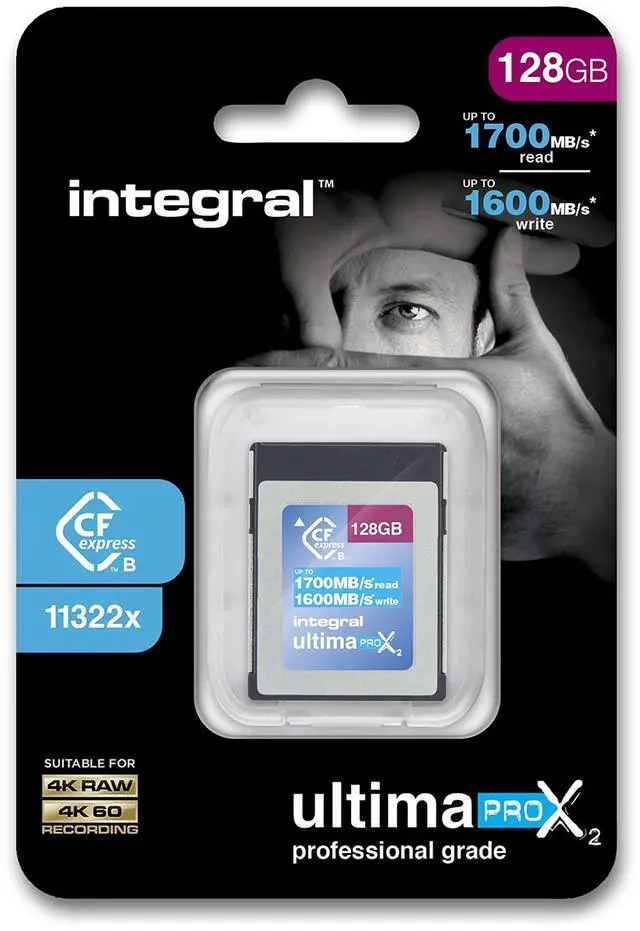 Main image of Integral 128GB Ultima Pro X2 CFexpress Memory Card 11322X Speed 1700/1600 MB/sec Read/Write