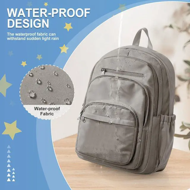 Alt view image 5 of 5 - weradar School Backpack For Women Men, Lightweight Casual Daypack College Backpacks, Aesthetic Students Bookbag, Backpack With Lots Of Pockets,Cute High School Bag For Boys Girls(Gray Brown)