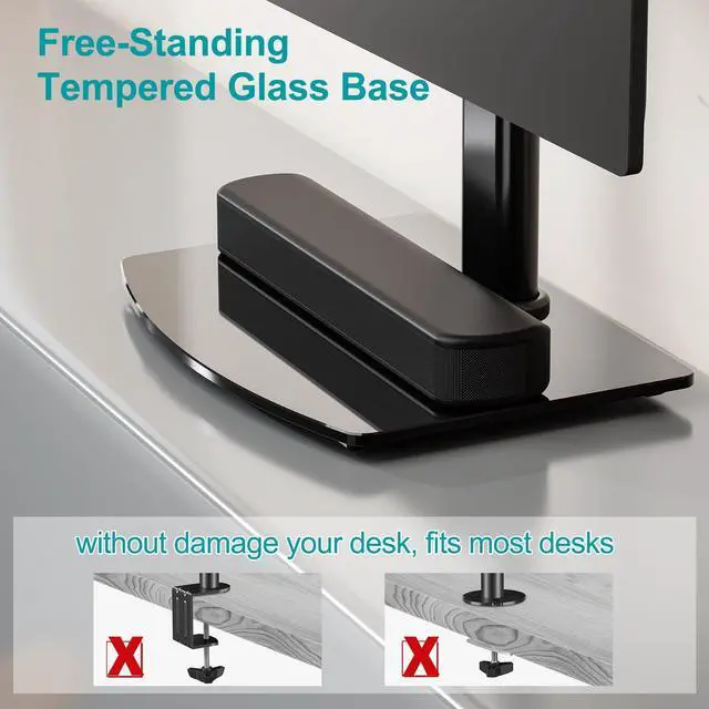 Alt view image 5 of 5 - MOUNT PRO Vertical Single Monitor Stand for Max 42 Inch/26.4lbs Ultrawide Screen, Freestanding Desk Mount With Swivel, Tilt, Rotation, 28.35 Inch Tall, VESA 75x75/100x100