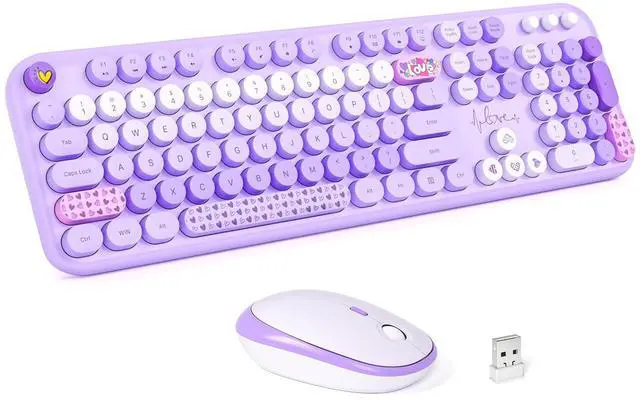Main image of MOFII Wireless Keyboard and Mouse Combo - Pale Purple Full Sized Plug and Play Colorful Computer Keyboards - 104 Keys Round Keycap USB 2.4G Cute Keyboard for Windows/Laptop/Mac/Desktop/PC