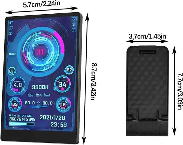 Alt view image 4 of 5 - Flylin 3.5in IPS USB Mini Screen, CPU Hardware Temperature Monitor Type-C Sub Screen, AIDA64 PC Temperature Display Screen for Computer Case