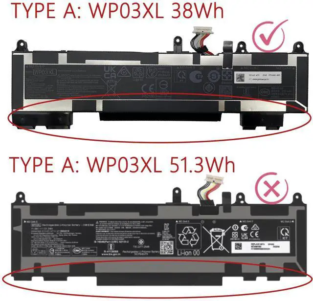 Alt view image 4 of 5 - AURUNHO WP03XL M73468-005 38Wh Laptop Battery Replacement for HP Elite x360 1040 14 inch G9 2-in-1 Elite x360 830 13.3 inch G9 2-in-1 Notebook PC M73468-002 M64305-2C1 WP03038XL M64305-171 M64305-2C1