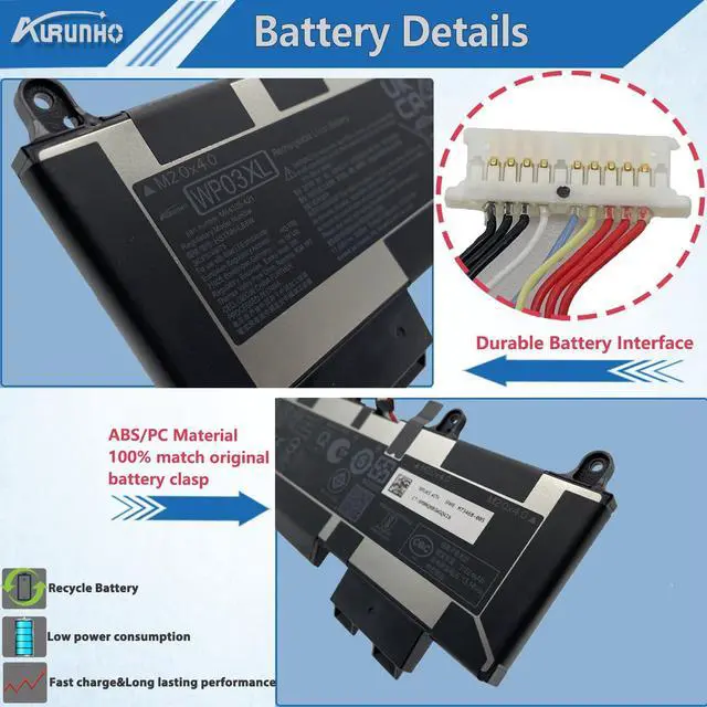 Alt view image 3 of 5 - AURUNHO WP03XL M73468-005 38Wh Laptop Battery Replacement for HP Elite x360 1040 14 inch G9 2-in-1 Elite x360 830 13.3 inch G9 2-in-1 Notebook PC M73468-002 M64305-2C1 WP03038XL M64305-171 M64305-2C1