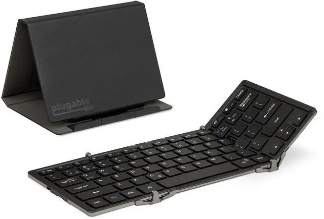 Main image of Plugable Foldable Bluetooth Keyboard for iPad, iPhones, Android, and Windows, Full-Size Multi-Device Keyboard, Wireless and Portable with Included Stand (11.5 inches) Upgraded Version of BT-KEY3