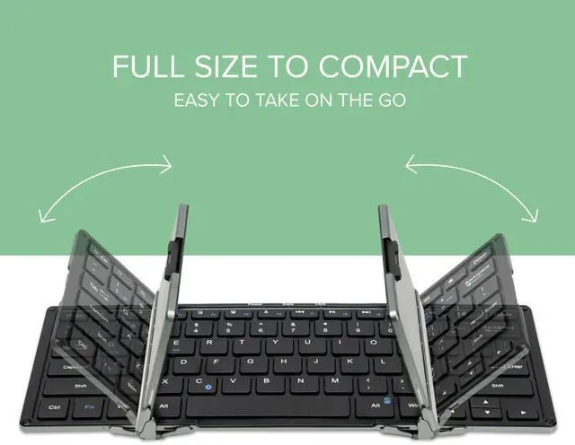 Alt view image 2 of 5 - Plugable Foldable Bluetooth Keyboard for iPad, iPhones, Android, and Windows, Full-Size Multi-Device Keyboard, Wireless and Portable with Included Stand (11.5 inches) Upgraded Version of BT-KEY3