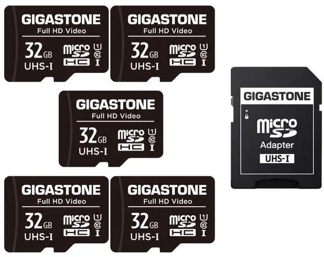 Main image of Gigastone 32GB 5-Pack Micro SD Card, Full HD Video, Surveillance Security Cam Action Camera Drone, 90MB/s Micro SDHC UHS-I U1 C10 Class 10