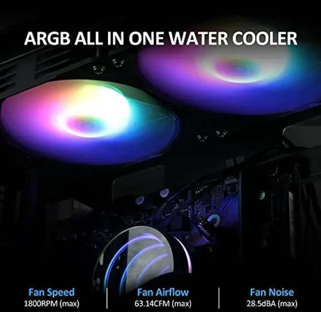 Alt view image 3 of 5 - 240mm AIO CPU Cooler with Addressable RGB PWM CPU Fan and Radiator Liquid Cooling for Intel & AMD, Infinite Mirror Pump, Easy Installation Compatibility with LGA 1700/1200/115X AMD AM5/AM4