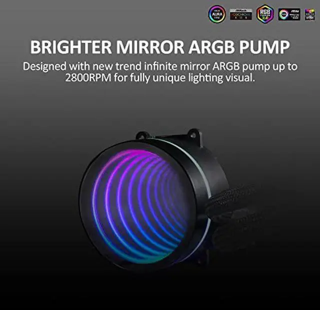 Alt view image 4 of 5 - 240mm AIO CPU Cooler with Addressable RGB PWM CPU Fan and Radiator Liquid Cooling for Intel & AMD, Infinite Mirror Pump, Easy Installation Compatibility with LGA 1700/1200/115X AMD AM5/AM4