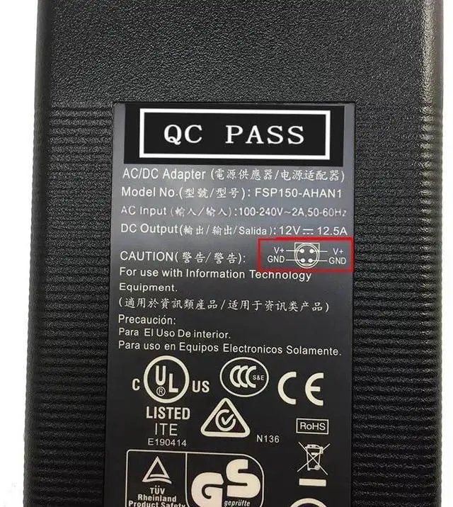 Alt view image 2 of 5 - 12V 12.5A 150W AC Adapter Charger for FSP FSP150-AHAN1 Power Supply QNAP TS-409 TS-410 TS-412 FSP135-AHAN1 EA11351A-120 Power Cord