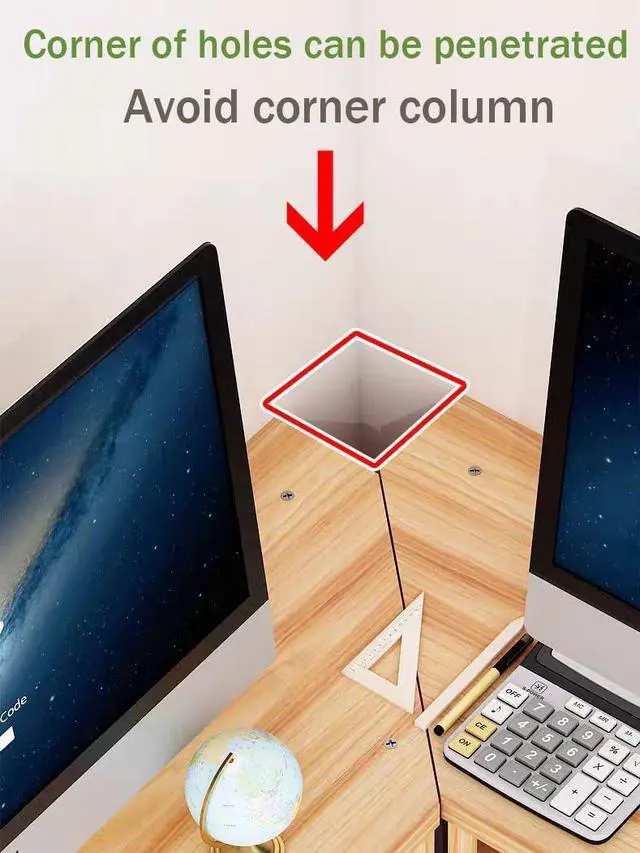 Alt view image 2 of 5 - Wooden Corner Monitor Riser - 2 Tier Stand Combo with Tablet Holder