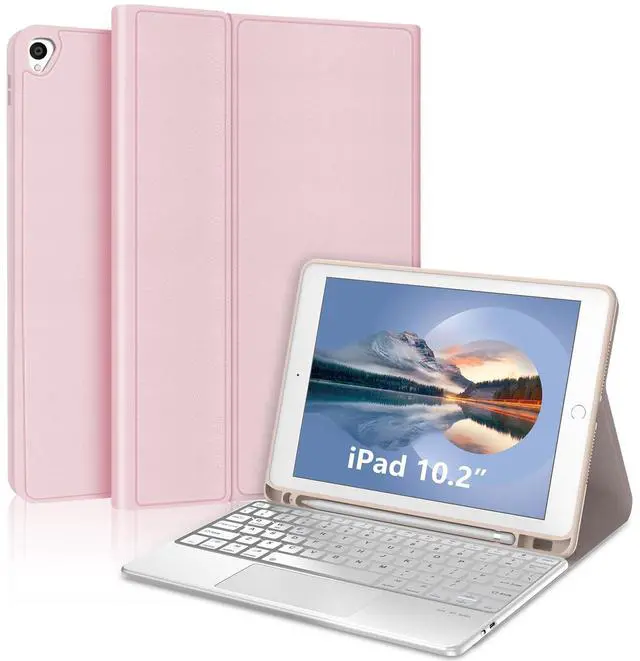 Main image of for iPad 9th Generation Case with Keyboard 10.2 Inch - Multi-touch Trackpad, Wireless Bluetooth Detachable Keyboard case for iPad 8th Gen/7th Gen/iPad Pro 10.5"/iPad Air 3rd Gen, Pink Non-backlit