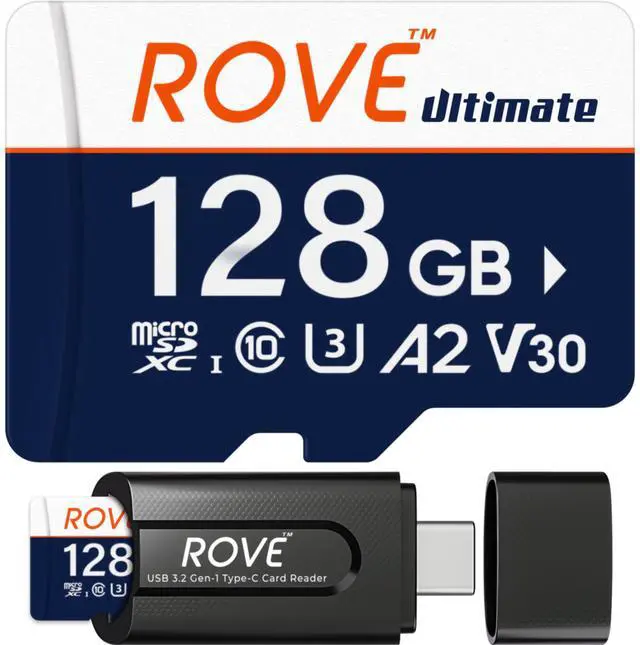 Main image of ROVE Ultimate Micro SD Card microSDXC 128GB Memory Card with USB 3.2 Type C Card Reader 170MB/s C10, U3, V30, 4K, A2 for Dash Cam, Android Smart Phones, Tablets, Games
