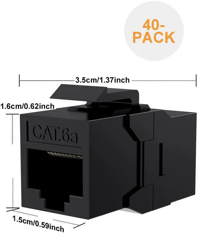 Alt view image 2 of 5 - VANDESAIL 40 Pack CAT6A RJ45 Keystone Couplers, Ethernet Keystone Jack Female to Female RJ45 Couplers UTP for Cat6a/Cat6/Cat5e/Cat5 Network Cable Black