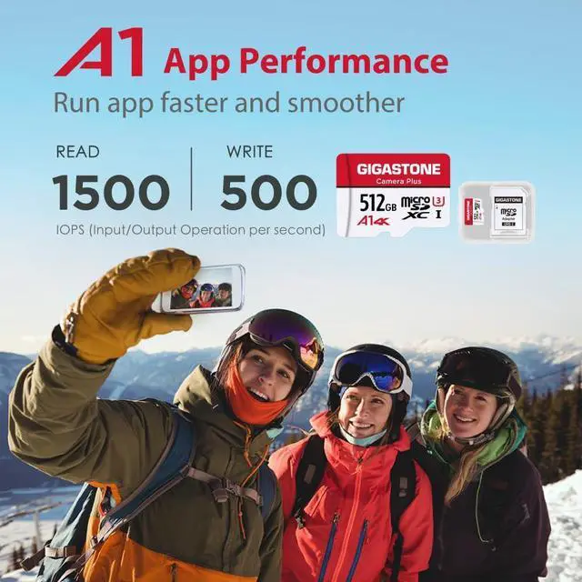 Alt view image 5 of 5 - Gigastone 512GB Camera Plus Series Memory Card, Read Speed up to 100MB/s. Ideal for Full HD Video Gopro Drone Android Camera, A1 Micro SDXC Card with Mini Case and SD Adapter.