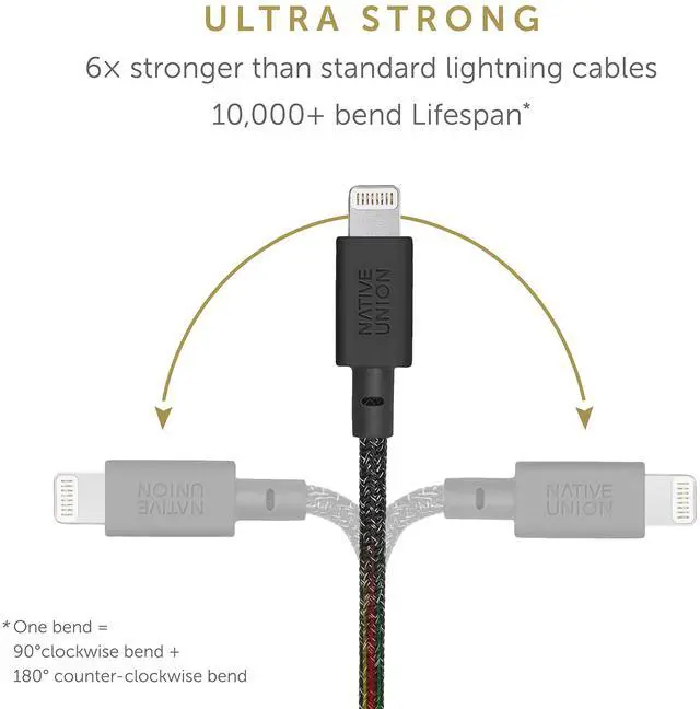 Alt view image 3 of 5 - Native Union BELT Cable XL - 10ft Ultra-Strong Reinforced [MFi Certified] Durable Lightning to USB Charging Cable with Leather Strap compatible with iPhone 14, iPhone 13, iPhone 12 and Earlier(Cosmos)