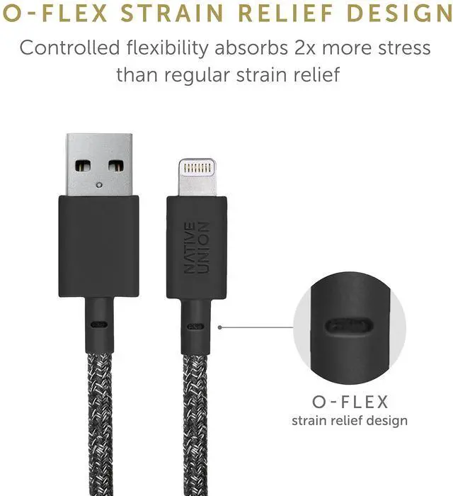 Alt view image 5 of 5 - Native Union BELT Cable XL - 10ft Ultra-Strong Reinforced [MFi Certified] Durable Lightning to USB Charging Cable with Leather Strap compatible with iPhone 14, iPhone 13, iPhone 12 and Earlier(Cosmos)