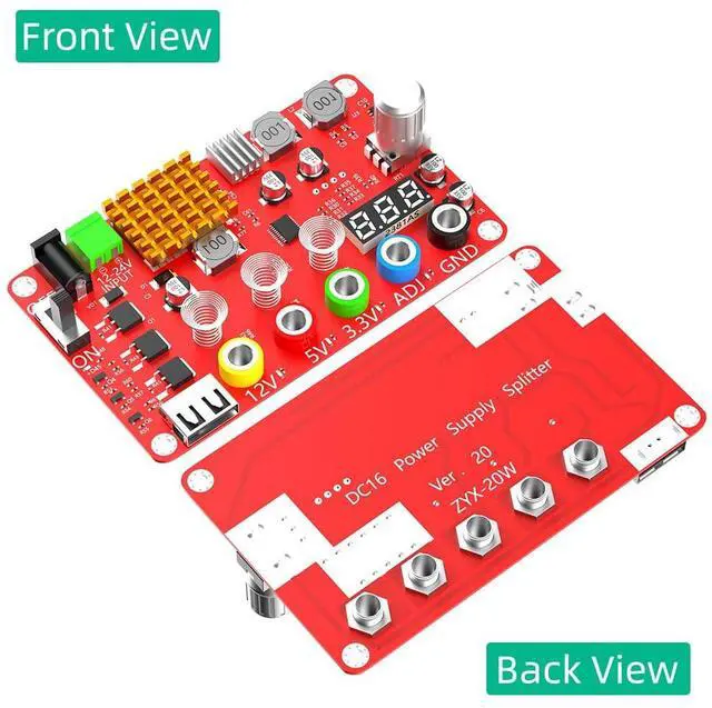 Alt view image 2 of 4 - SUPERPLUS DC Input 13-24V to 3.3V, 5V, 12V and 1.8V-10.8V (ADJ) Output Voltage Breakout Board with Adjustable Voltage Knob and Touch Sensor Switch