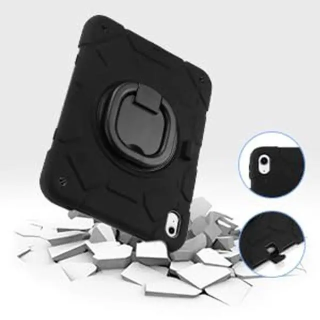 Alt view image 2 of 5 - Case for iPad 11-inch (A16) 2025, iPad 10th Generation Case 10.9" 2022,Heavy Sturdy Shockproof Kids Cover, with 360°Rotating Stand/Pen Slot/Shoulder Strap for iPad 11th/10th Gen Boys (Black)