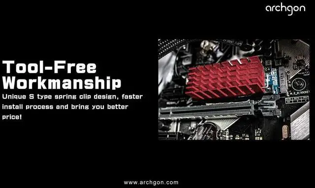 Alt view image 2 of 4 - Archgon M.2 NVMe PCIe SSD Heatsink Cooler with Thermal Silicone Pad for Desktop Workstation Server HS-1110-S and HS-0130-R