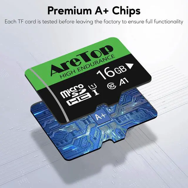 Alt view image 2 of 5 - AreTop 16GB Micro SD Cards 10-Pack Micro Memory Cards with 2 Adapter, Read Speed up to 90MB/s UHS-I A1 U1 Class10, High Speed 16GB TF Cards for Tablet, Camera, Dash Cam, Game Console, 10Pack 16G