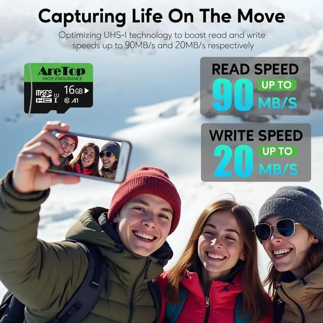 Alt view image 3 of 5 - AreTop 16GB Micro SD Cards 10-Pack Micro Memory Cards with 2 Adapter, Read Speed up to 90MB/s UHS-I A1 U1 Class10, High Speed 16GB TF Cards for Tablet, Camera, Dash Cam, Game Console, 10Pack 16G