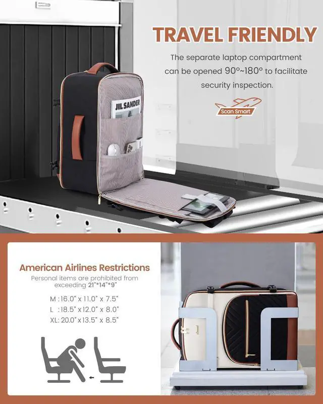 Alt view image 2 of 5 - LOVEVOOK Travel Backpack for Women,35L Carry On Backpack for Airplanes,15.6 Inch Laptop Personal Item Travel Bag,TSA Approved Carry On Luggage,Waterproof Weekender Business Hiking Bag