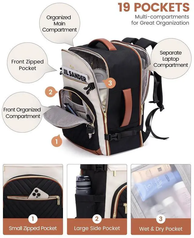 Alt view image 4 of 5 - LOVEVOOK Travel Backpack for Women,35L Carry On Backpack for Airplanes,15.6 Inch Laptop Personal Item Travel Bag,TSA Approved Carry On Luggage,Waterproof Weekender Business Hiking Bag