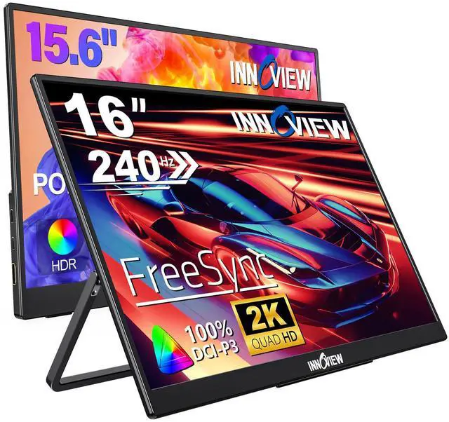 Main image of InnoView Portable Monitor 15.6" +16" Portable Monitor for Laptop with Protective Sleeve Built-in 90° Adjustable Stand USB C HDMI Ultra-Slim Portable Laptop Monitor for MacBook Phone PS4/5 Xbox Switch